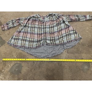 Free People Tunic Blouse Womens Medium Multicolor Plaid Button Front Boho image 19