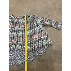 Free People Tunic Blouse Womens Medium Multicolor Plaid Button Front Boho image 12