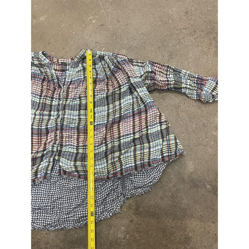 Free People Tunic Blouse Womens Medium Multicolor Plaid Button Front Boho image 12