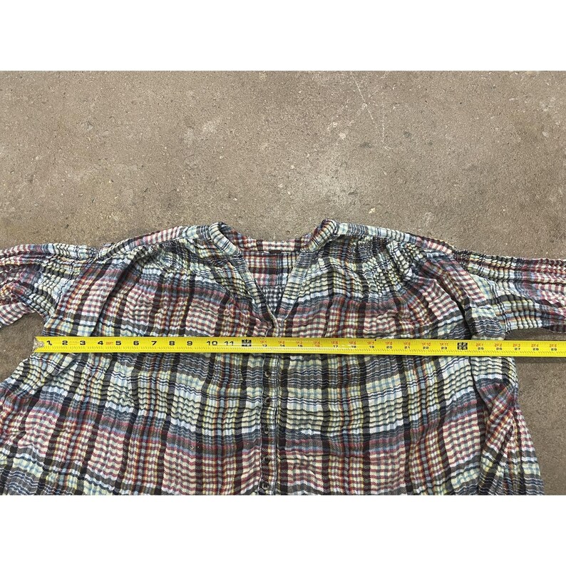 Free People Tunic Blouse Womens Medium Multicolor Plaid Button Front Boho image 17