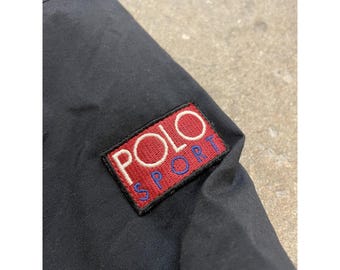 Polo Ralph Lauren Jacket Mens Medium Black Fleece Lined Windbreaker Polo Sport