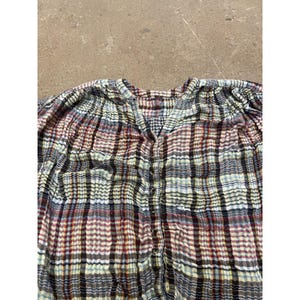 Free People Tunic Blouse Womens Medium Multicolor Plaid Button Front Boho image 4