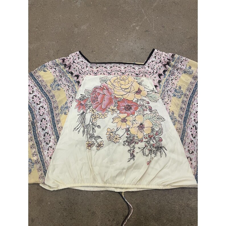 Free People Kimono Blouse Womens Small Multicolor Floral Square Neck OB1132539 image 13