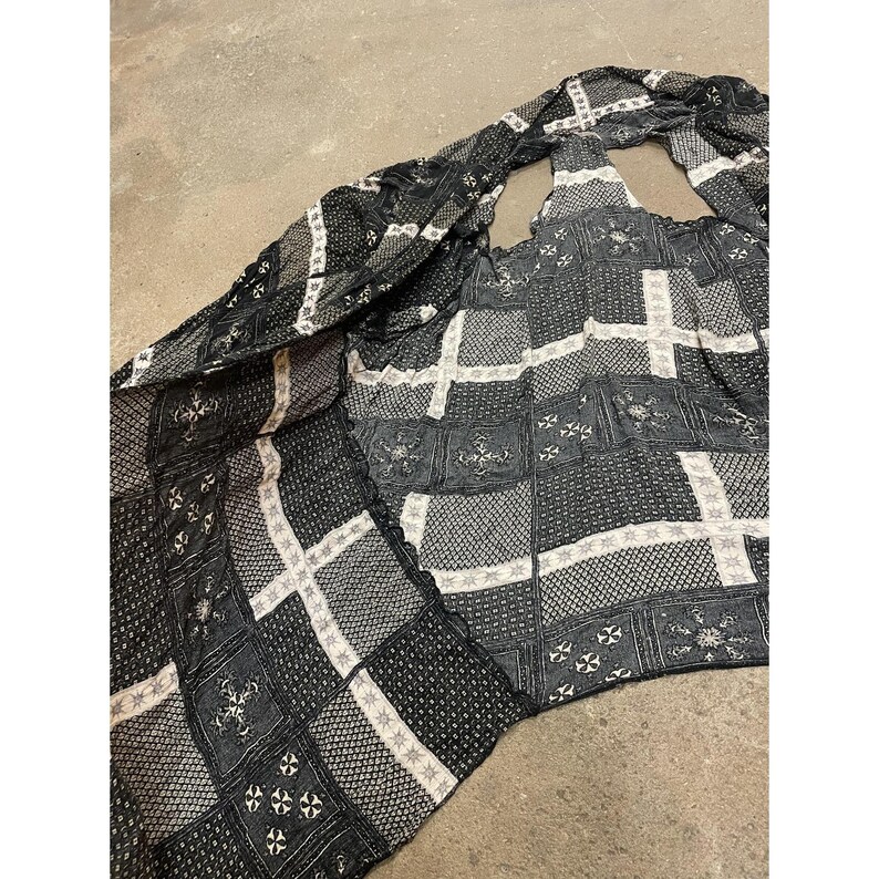 Free People 着物ジャケット レディース XS/S ブラック パッチワーク ボヘミアン オープンフロント 画像 2