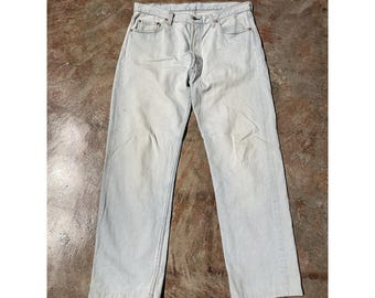 Vintage Levi's 501 Straight Leg Acid Washed Distressed Made In USA 36W x 34L *