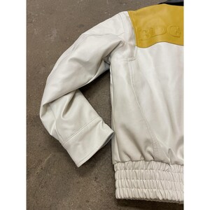 BDG Urban Outfitters Jacket Mens Small White Yellow Black Faux Leather Bomber image 14