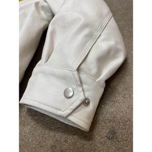 BDG Urban Outfitters Jacket Mens Small White Yellow Black Faux Leather Bomber image 12