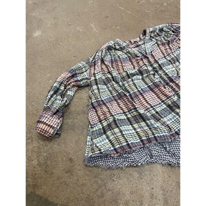 Free People Tunic Blouse Womens Medium Multicolor Plaid Button Front Boho image 2