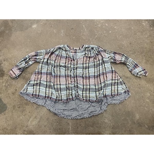 Free People Tunic Blouse Womens Medium Multicolor Plaid Button Front Boho image 1