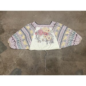 Free People Kimono Blouse Womens Small Multicolor Floral Square Neck OB1132539 image 10