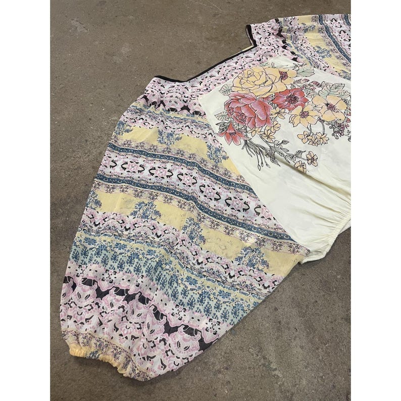 Free People Kimono Blouse Womens Small Multicolor Floral Square Neck OB1132539 image 11