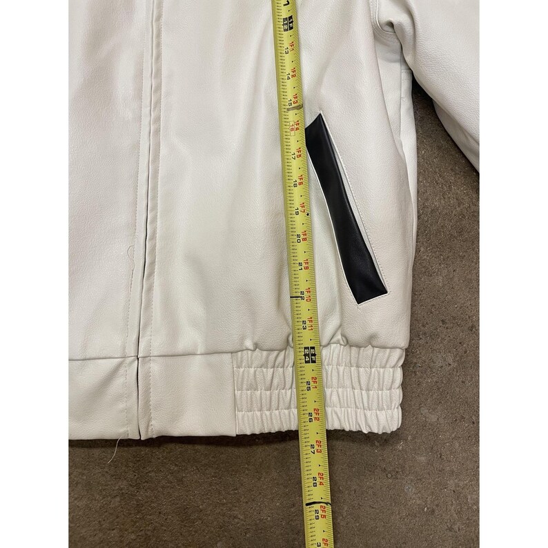 BDG Urban Outfitters Jacket Mens Small White Yellow Black Faux Leather Bomber image 20