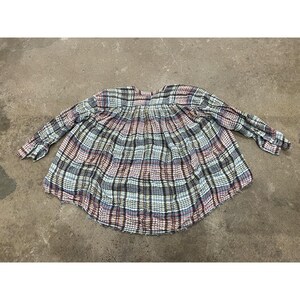 Free People Tunic Blouse Womens Medium Multicolor Plaid Button Front Boho image 8