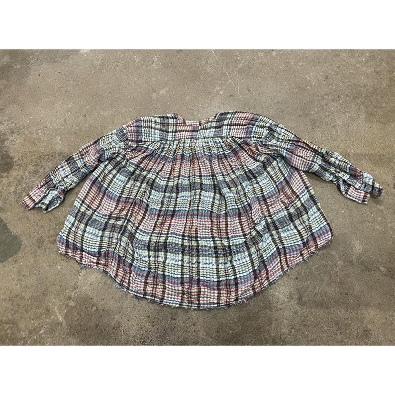 Free People Tunic Blouse Womens Medium Multicolor Plaid Button Front Boho image 8