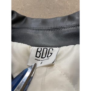 BDG Urban Outfitters Jacket Mens Small White Yellow Black Faux Leather Bomber image 8