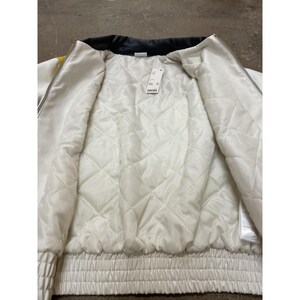 BDG Urban Outfitters Jacket Mens Small White Yellow Black Faux Leather Bomber image 9
