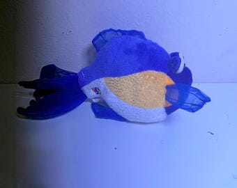 Webkinz Small Blue Tang Fish Plush Blue Yellow Sparkle Ganz Toy