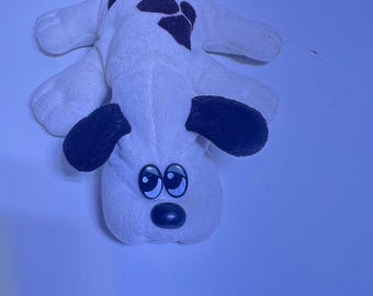 Pound Puppies 8' Plush Dog White Black Spotted Vintage Style PP Heart Logo