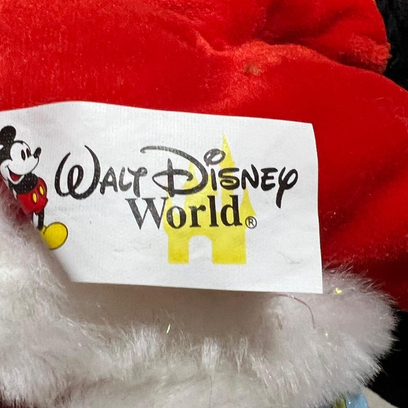Disney 9in Mickey Mouse Plush Red Santa 1999 Commemorative Globe NWT Bild 7
