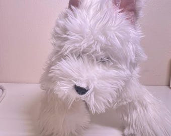 BAB Medium Westie Plush White Shaggy Highland Terrier Dog Stuffed Animal