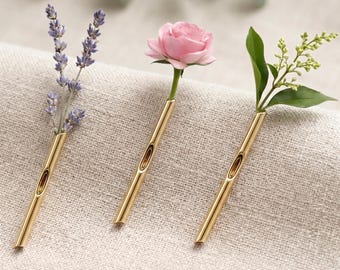 Spilla in lega metallica dorata, spilla da bavero botanica minimalista, ornamento floreale moderno