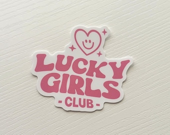 Lucky Girls Club Sticker | Pink Aesthetic Sticker | Trendy Girly Laptop Water Bottle Sticker