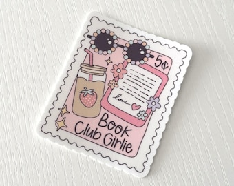 Book Club Girlie Sticker | Cozy Reading, Kindle, Iced Coffee Vinyl Decal