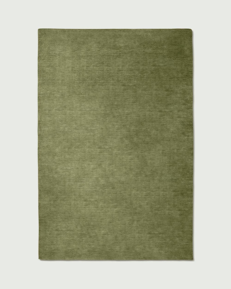 Solid Green Rug Olive Green Wool Rug, Hand Tufted Modern Area Rug, Solid Sage Green ...