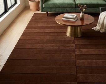 Alfombra de lana tejida a mano, alfombra para sala de estar, alfombra marroquí marrón, alfombras de pasillo, alfombra para dormitorio, alfombra lisa tejida, alfombra de área de lana, estilo art déco de 1.5 x 2.1 m.