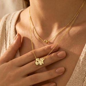 Collana personalizzata a doppio strato con nome e pietra trasparente, ciondolo personalizzato in oro con nome, gioiello minimalista