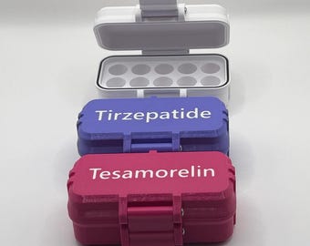 Peptide Kit Storage Case - CUSTOM PEPTIDE LETTERING – Holds 10× 3mL Vials - includes airtight gasket