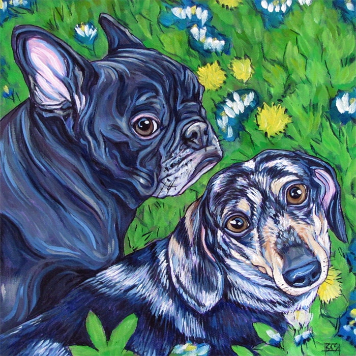 Benutzerdefinierte Haustier Portrait Gemälde auf Leinwand in Etsy