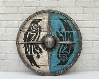 Eivor Valhalla Raven Viking Shield | Battle-Ready Norse Wooden Cosplay Armor Prop