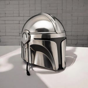 Casco Beskar Mandaloriano, casco de acero hecho a mano inspirado en Star Wars, armadura de cazarrecompensas, accesorio para cosplay, estilo Din Djarin. imagen 2