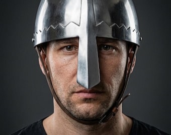 Handgemaakte stalen Normandische neushelm, Viking Knight-pantser, LARP-cosplay