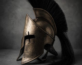 Spartan Helmet 300 Movie Replica | King Leonidas Helmet with Horsehair Crest | Wearable Greek Warrior Armor | LARP Cosplay Gift