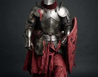 Barbuta staalpantserpak, handgemaakt, LARP-cosplaypantserkostuum