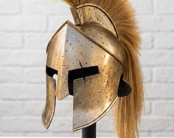 Spartaanse helm Battle Ready, Griekse krijger Korinthische harnas, bronzen staal cosplay LARP