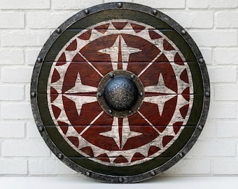 Uhtred Viking Shield: Handcrafted Norse Warrior Wood Battle Ready Decor Cosplay LARP