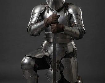 Barbuta Knight-pantser volledige set, 18 gauge staal middeleeuws cosplaykostuum, LARP-renaissancepantser
