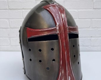 Stalen kruisvaarderhelm: Tempeliershelm, middeleeuws pantser, cosplay