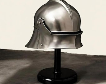 Casco de acero calibre 18 hecho a mano / Armadura de caballero medieval para LARP, cosplay y recreación histórica