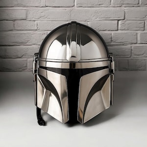 Casco Beskar Mandaloriano, casco de acero hecho a mano inspirado en Star Wars, armadura de cazarrecompensas, accesorio para cosplay, estilo Din Djarin. imagen 1