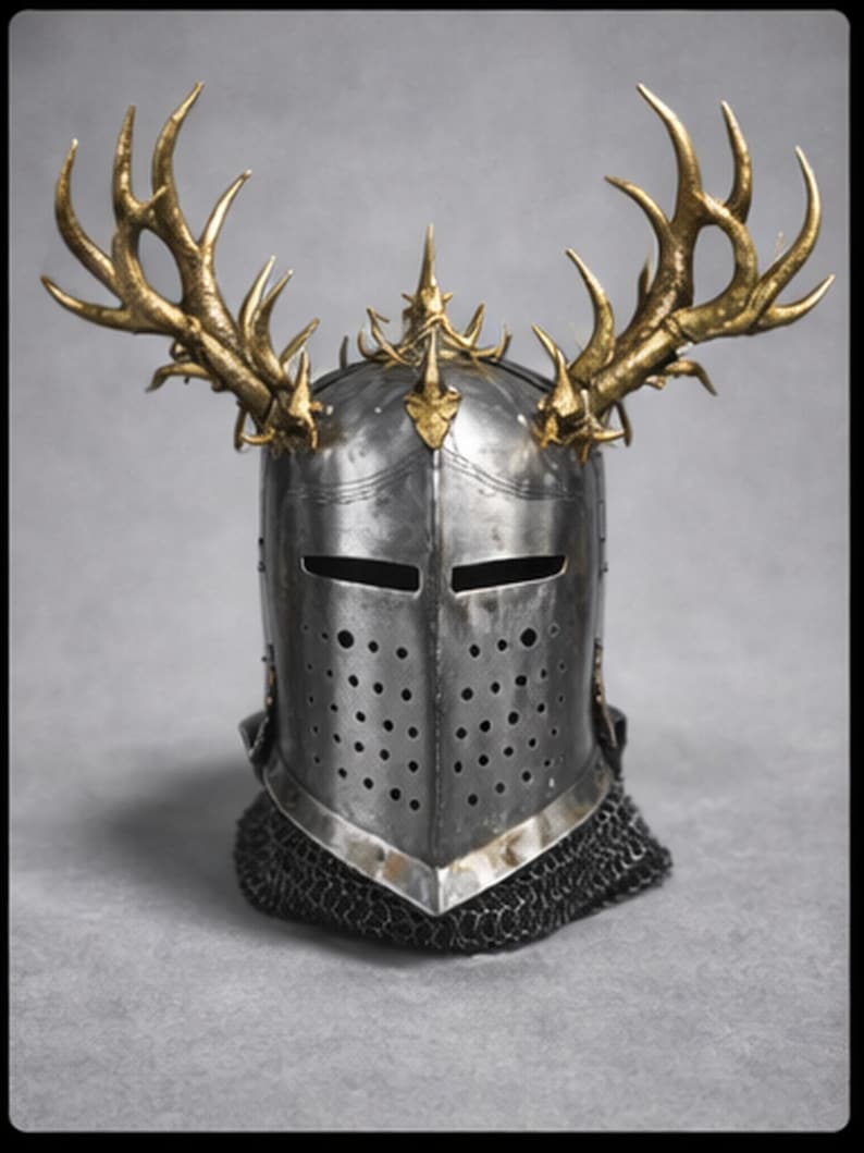 Stag Knight Royal Stag Knight Armor Set – Medieval Steel Plate Antler Helmet, LARP ...