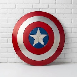 Réplica do escudo de metal do Capitão América, acessório para cosplay dos Vingadores, decoração de parede em aço.