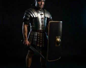 Draagbare Romeinse Centurion-harnasset | Stalen harnas, helm, schild