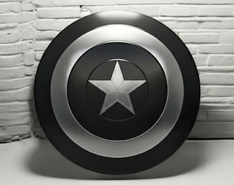 Captain America Shield Metal Replica, Black Red Cosplay Prop, Movie Inspired Display