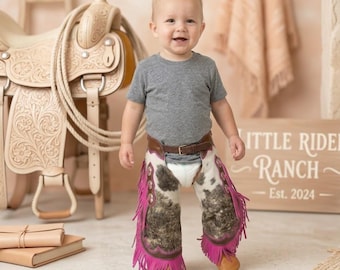 Custom Made Hair On Hide Kids/ Toddler/ Youth Rodeo Chaps/New Leather / Pink