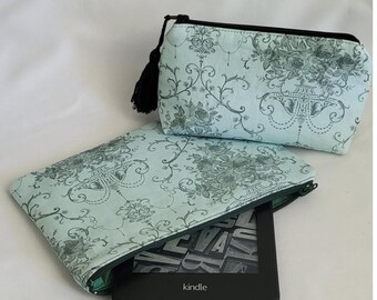 Funda para Kindle de algodón con estampado floral verde parisino, con cremallera, para pasaporte de viaje