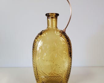 1960's Amber Lestoil Bottle Incense Burner with Brass, Bronze, and Copper Fittings